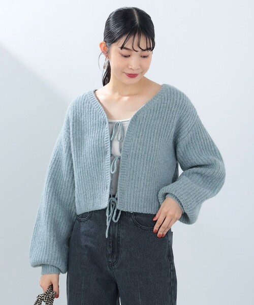クロップド リボン カーディガン（手洗い可能）（カーディガン/ボレロ）｜BEAMS HEART（ビームスハート）