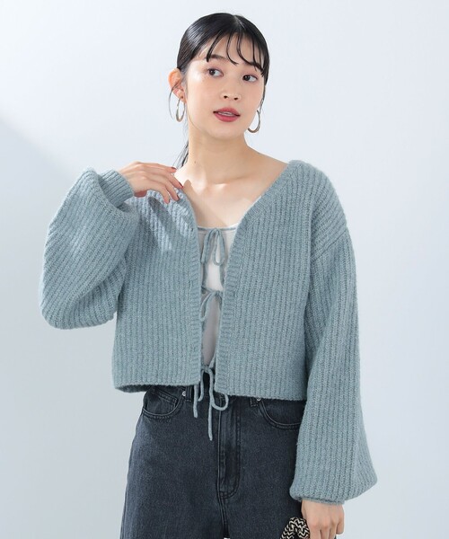 クロップド リボン カーディガン（手洗い可能）（カーディガン/ボレロ）｜BEAMS HEART（ビームスハート）