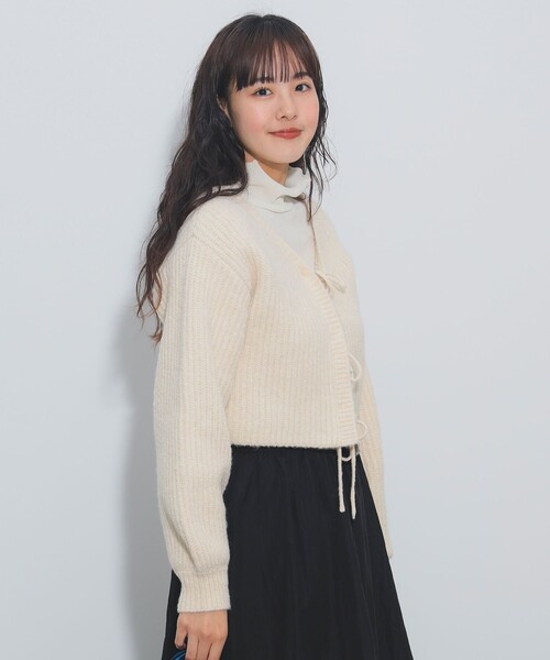 クロップド リボン カーディガン（手洗い可能）（カーディガン/ボレロ）｜BEAMS HEART（ビームスハート）