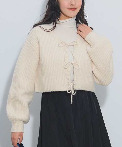 クロップド リボン カーディガン（手洗い可能）（カーディガン/ボレロ）｜BEAMS HEART（ビームスハート）