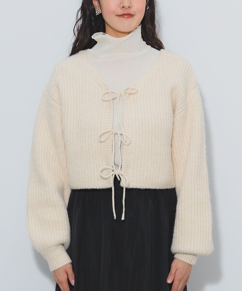 クロップド リボン カーディガン（手洗い可能）（カーディガン/ボレロ）｜BEAMS HEART（ビームスハート）