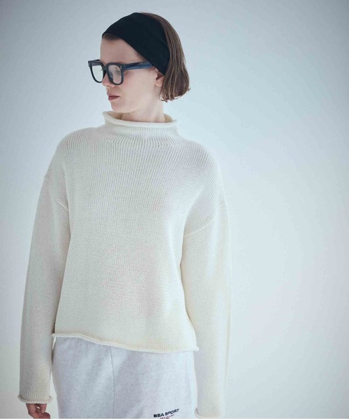 SEA（シー）の「コットン ロールネックニット（ニット/セーター・レディース・アイボリー/ホワイト・ONE SIZE）」の6枚目の写真