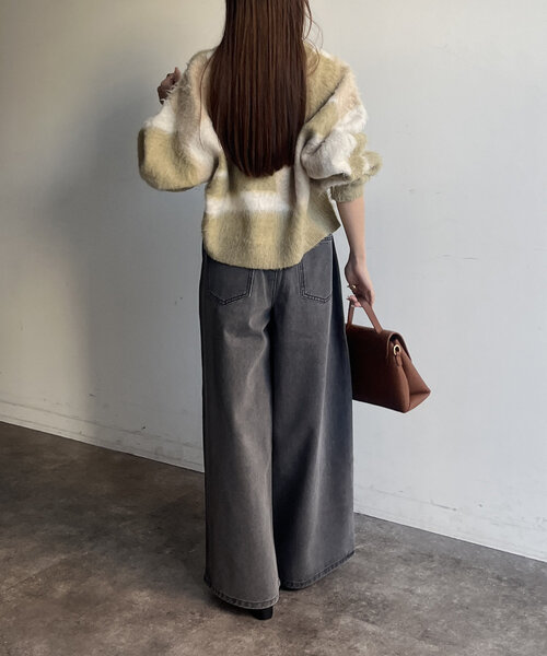 Thevon(ゼボン)の「ベルト付きワイドデニム(デニムパンツ・レディース・ブラック/ブルー・S/M)」の10枚目の写真