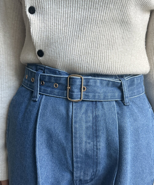 Thevon(ゼボン)の「ベルト付きワイドデニム(デニムパンツ・レディース・ブラック/ブルー・S/M)」の19枚目の写真