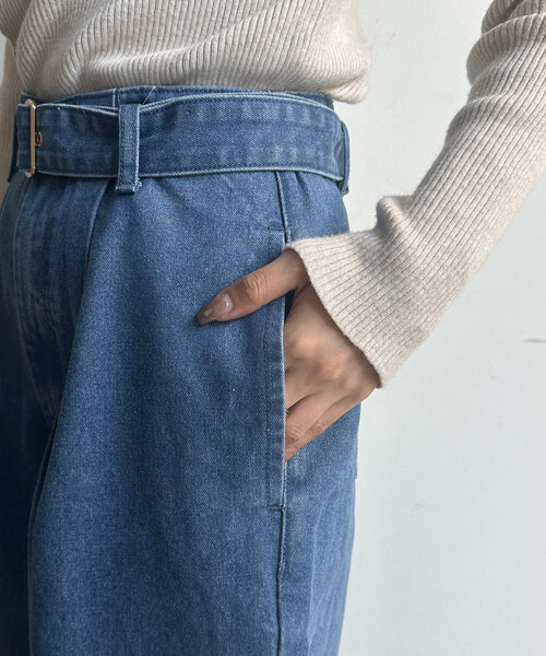 Thevon(ゼボン)の「ベルト付きワイドデニム(デニムパンツ・レディース・ブラック/ブルー・S/M)」の20枚目の写真