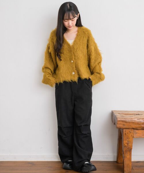RETRO GIRL(レトロガール)の「カール起毛ニットカーデ(ニット/セーター・レディース・ライトグレー/ナチュラル/イエロー/チャコールグレー・FREE)」の16枚目の写真
