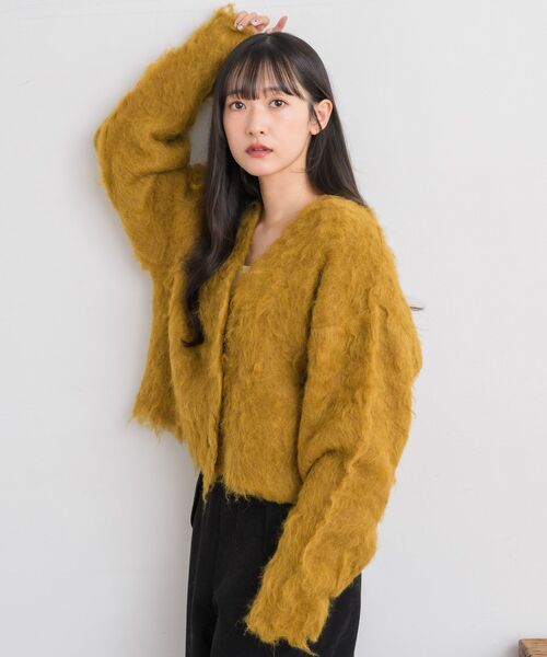 RETRO GIRL(レトロガール)の「カール起毛ニットカーデ(ニット/セーター・レディース・ライトグレー/ナチュラル/イエロー/チャコールグレー・FREE)」の22枚目の写真