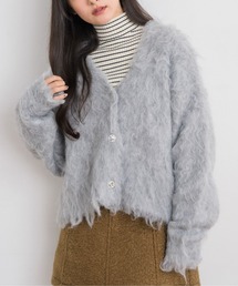 カール起毛ニットカーデ