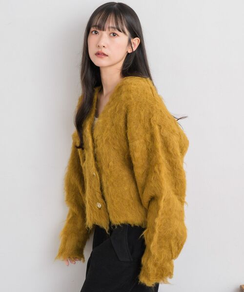 RETRO GIRL(レトロガール)の「カール起毛ニットカーデ(ニット/セーター・レディース・ライトグレー/ナチュラル/イエロー/チャコールグレー・FREE)」の7枚目の写真