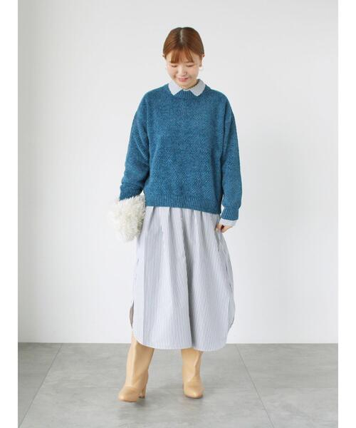 Lugnoncure(ルノンキュール)の「【イージーケア】レギュラーシャツワンピース(ワンピース・レディース・ネイビー/オフホワイト/ブラウン・F)」の8枚目の写真