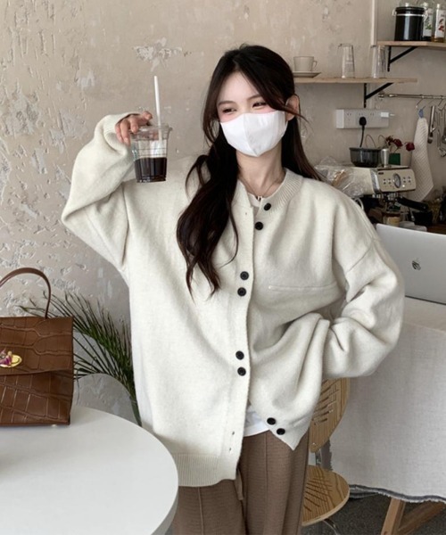 Miniministore(ミニミニストア)の「ニットカーディガン レディース アウター(カーディガン/ボレロ・レディース・マスタード/アイボリー/グレー/ネイビー・FREE)」の12枚目の写真