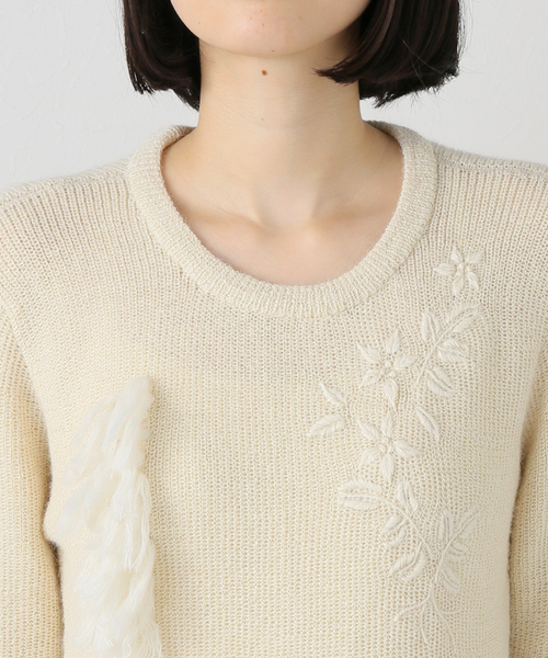 lulu他の方は購入お控えくださいタグ付 BETOUPE リネン ニット タグ付 BETOUPE リネン ニット ベージュ クルーネック 現行品