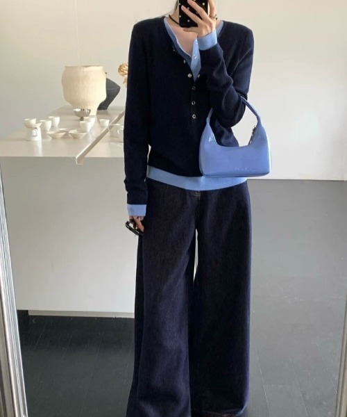 SANDRO 重ね着風　ニット Sandro Cropped Wool and Cashmere Sweater | Saks Fifth Avenue