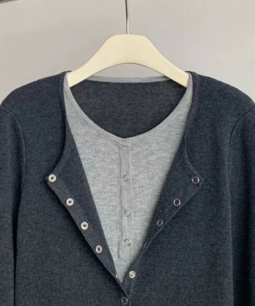 LOULOU select（ルルセレクト）の「ヘンリーネック重ね着風ニットプル