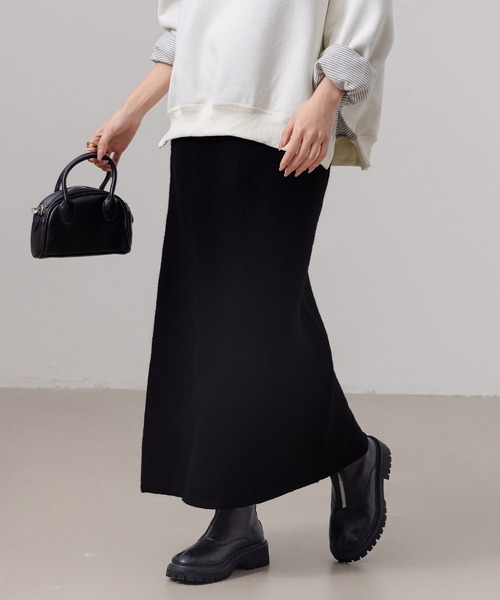 DAY CLOSET(デイ クローゼット)の「レディース 中厚手リブニットスリット入りストレートシルエットスカート(スカート・レディース・ブラック/ブラウン/チャコールグレー/グレー・M/L)」の2枚目の写真