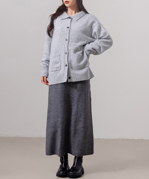 DAY CLOSET(デイ クローゼット)の「レディース 中厚手リブニットスリット入りストレートシルエットスカート(スカート・レディース・ブラック/ブラウン/チャコールグレー/グレー・M/L)」の19枚目の写真