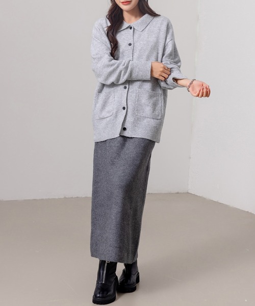DAY CLOSET(デイ クローゼット)の「レディース 中厚手リブニットスリット入りストレートシルエットスカート(スカート・レディース・ブラック/ブラウン/チャコールグレー/グレー・M/L)」の20枚目の写真