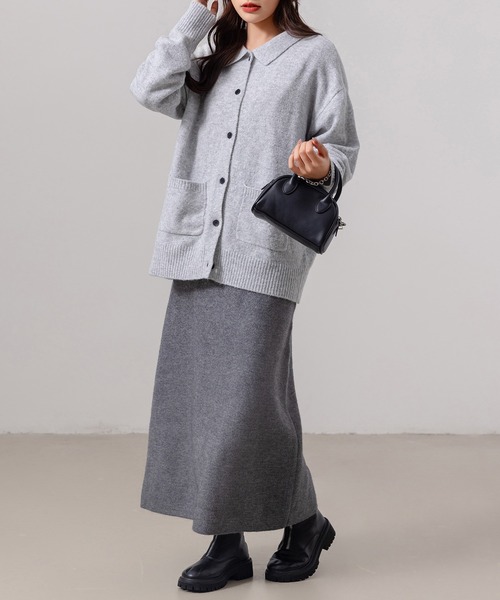 DAY CLOSET(デイ クローゼット)の「レディース 中厚手リブニットスリット入りストレートシルエットスカート(スカート・レディース・ブラック/ブラウン/チャコールグレー/グレー・M/L)」の21枚目の写真