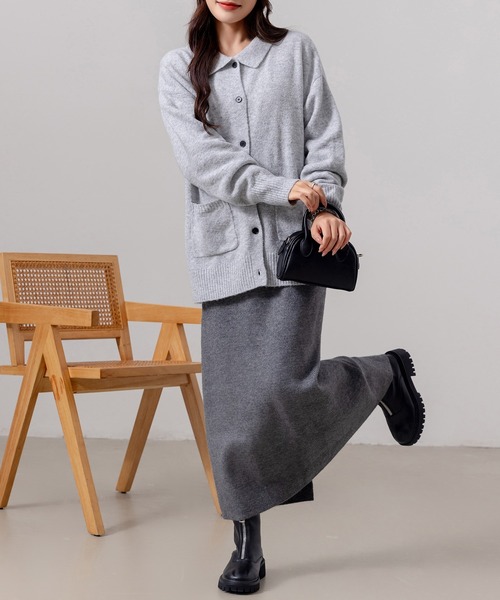 DAY CLOSET(デイ クローゼット)の「レディース 中厚手リブニットスリット入りストレートシルエットスカート(スカート・レディース・ブラック/ブラウン/チャコールグレー/グレー・M/L)」の22枚目の写真
