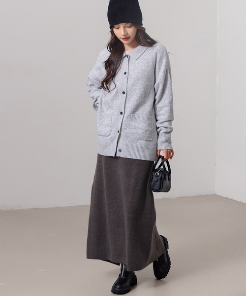 DAY CLOSET(デイ クローゼット)の「レディース 中厚手リブニットスリット入りストレートシルエットスカート(スカート・レディース・ブラック/ブラウン/チャコールグレー/グレー・M/L)」の13枚目の写真