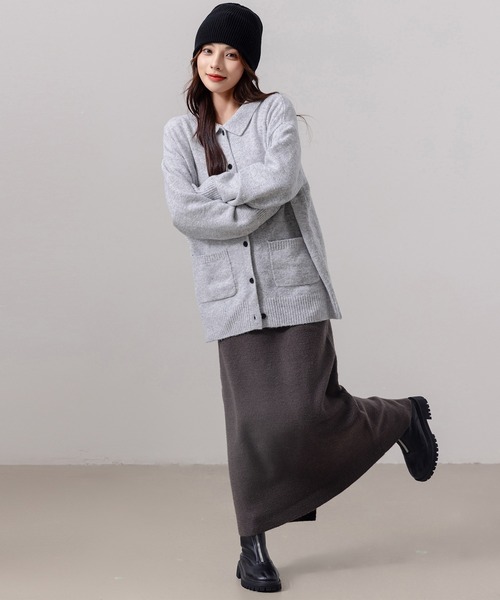DAY CLOSET(デイ クローゼット)の「レディース 中厚手リブニットスリット入りストレートシルエットスカート(スカート・レディース・ブラック/ブラウン/チャコールグレー/グレー・M/L)」の14枚目の写真