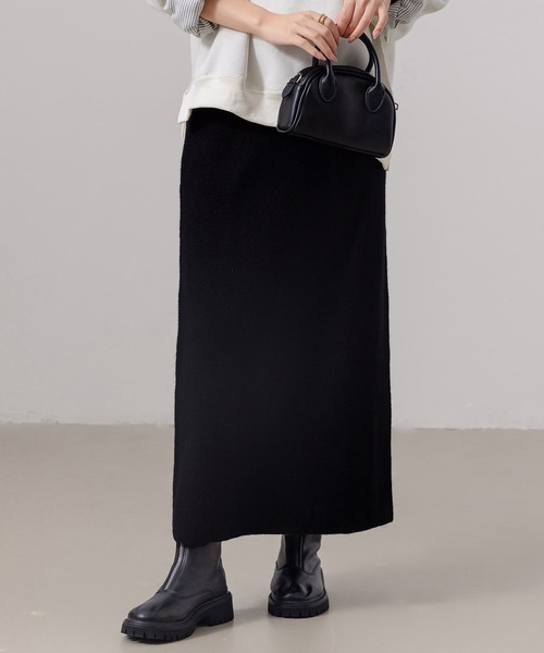 DAY CLOSET(デイ クローゼット)の「レディース 中厚手リブニットスリット入りストレートシルエットスカート(スカート・レディース・ブラック/ブラウン/チャコールグレー/グレー・M/L)」の5枚目の写真