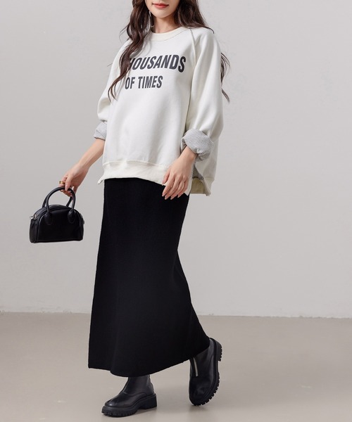 DAY CLOSET(デイ クローゼット)の「レディース 中厚手リブニットスリット入りストレートシルエットスカート(スカート・レディース・ブラック/ブラウン/チャコールグレー/グレー・M/L)」の7枚目の写真