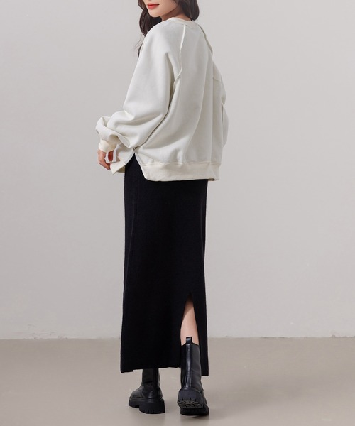DAY CLOSET(デイ クローゼット)の「レディース 中厚手リブニットスリット入りストレートシルエットスカート(スカート・レディース・ブラック/ブラウン/チャコールグレー/グレー・M/L)」の9枚目の写真