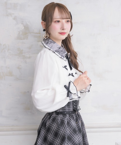 ROJITA(ロジータ)の「プチリボンヨークフレアブラウス(シャツ/ブラウス・レディース・ブラック/ホワイト/ピンク/ピンク系その他2/ホワイト系その他・FREE)」の8枚目の写真