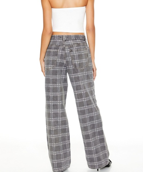FOREVER 21(フォーエバー トゥエンティーワン)の「チェックデニムパンツ(デニムパンツ・レディース・ブラック・25cm/24cm/27cm)」の4枚目の写真