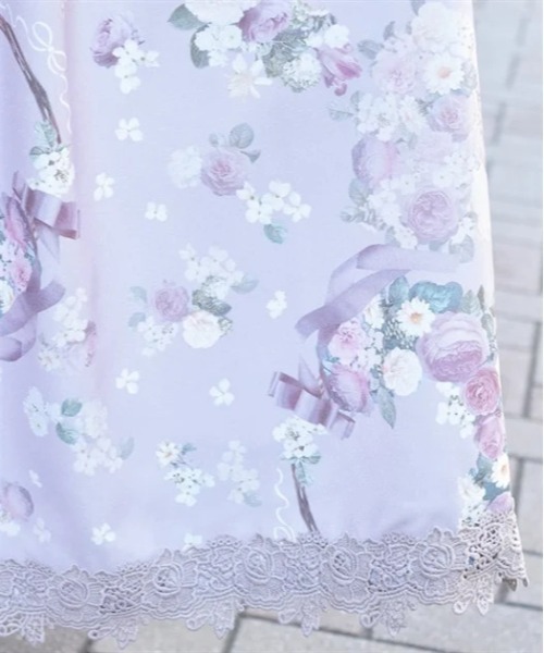 axes femme（アクシーズファム）の「ローズリース柄スカート（スカート・レディース・ブルー/ピンク/グレイッシュベージュ・FREE）」の6枚目の写真