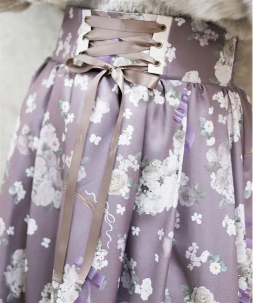 axes femme（アクシーズファム）の「ローズリース柄スカート（スカート・レディース・ブルー/ピンク/グレイッシュベージュ・FREE）」の8枚目の写真