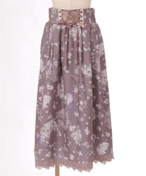 axes femme（アクシーズファム）の「ローズリース柄スカート（スカート・レディース・ブルー/ピンク/グレイッシュベージュ・FREE）」の9枚目の写真