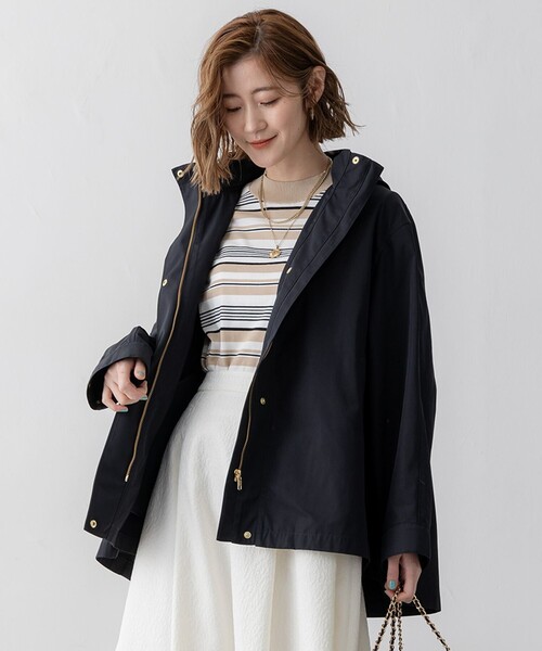 23区 L(ニジュウサンクオオキイサイズ)の「【VERY3月号掲載/撥水加工】ライトツイル フーディーアウター(その他アウター・レディース・カーキ系/ベージュ系/ネイビー系・44/46/48)」の3枚目の写真