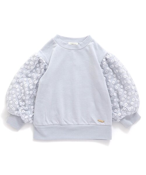 Seraph（セラフ）の「【ジュニア対応】チュールバルーンスリーブトップス（スウェット・キッズ・ピンク/アイボリー/サックスブルー・80/90/100/110/120/130/140）」の3枚目の写真