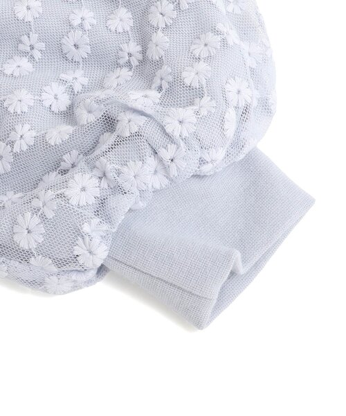 Seraph（セラフ）の「【ジュニア対応】チュールバルーンスリーブトップス（スウェット・キッズ・ピンク/アイボリー/サックスブルー・80/90/100/110/120/130/140）」の10枚目の写真