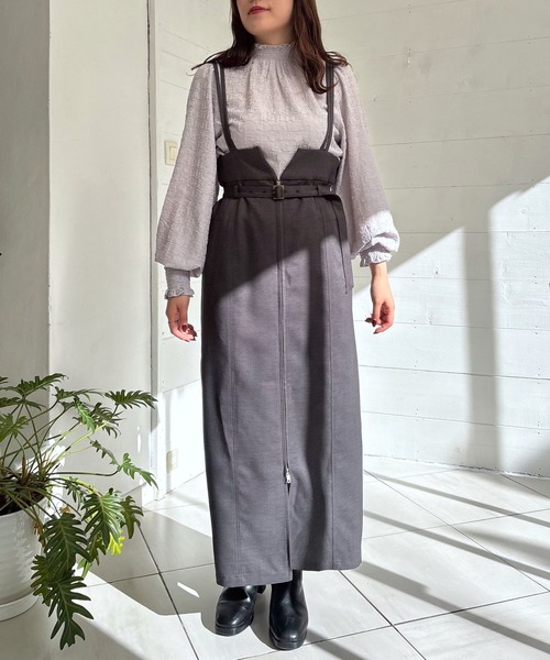 mysty woman（ミスティウーマン）の「ハイネックシャーリングブラウス2  292375（シャツ/ブラウス・レディース・ブラック/アイボリー/グレー・FREE）」の21枚目の写真