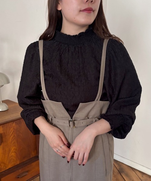 mysty woman（ミスティウーマン）の「ハイネックシャーリングブラウス2  292375（シャツ/ブラウス・レディース・ブラック/アイボリー/グレー・FREE）」の22枚目の写真