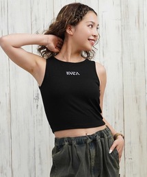 タンクトップ ノースリーブ RVCA レディース RIBBED BRATOP ブラトップ 「2025年夏モデル」/ルーカショート丈リブタンクトップ レ RVCA(ルーカ)タンクトップ ノースリーブ クロップド丈 リブ 刺繍