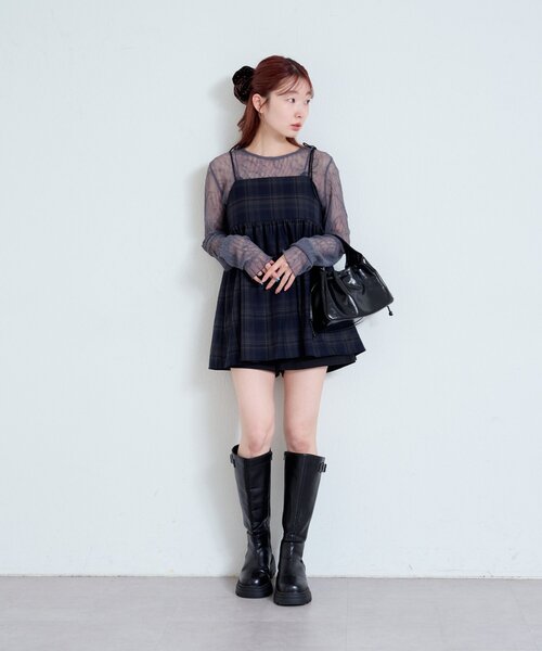 Kastane(カスタネ)の「【高評価レビュー/WEB・一部店舗限定】チェックキャミビスチェ(キャミソール・レディース・ブラウン系その他/イエロー/ネイビー/カーキ・FREE)」の17枚目の写真