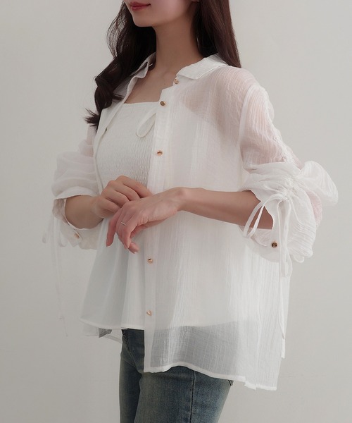 ドロストリボントップス　ホワイト　frene 予約]ドロストリボントップス – Frene
