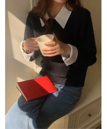 ワイシャツの襟付きセーター