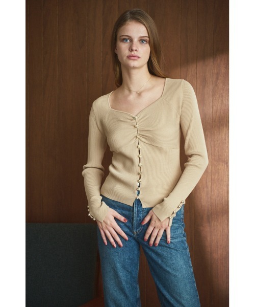 ニット セーター Lydia Knit Top ハートネックリブニットプルオーバー レディース Lydia Knit Top ハートネックリブニットプルオーバー（ニット