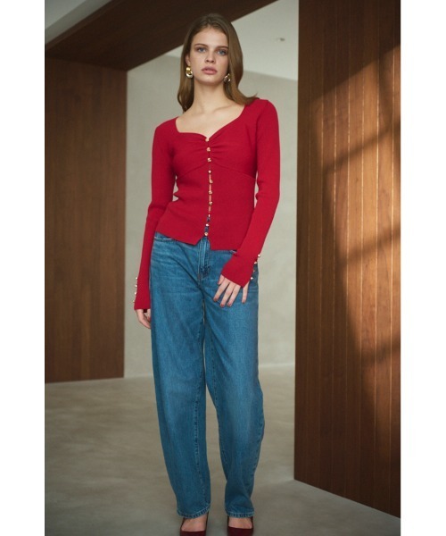 ニット セーター Lydia Knit Top ハートネックリブニットプルオーバー レディース セール】Lydia Knit Top ハートネックリブニットプルオーバー