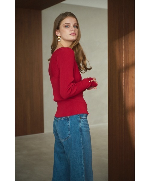 ニット セーター Lydia Knit Top ハートネックリブニットプルオーバー レディース セール】Lydia Knit Top ハートネックリブニットプルオーバー