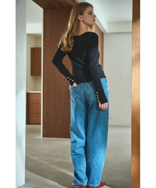 Estella.K(エステラケー)の「Lydia Knit Top ハートネックリブニットプルオーバー(ニット/セーター・レディース・ブルー/ブラック/レッド/ベージュ・FREE)」の17枚目の写真