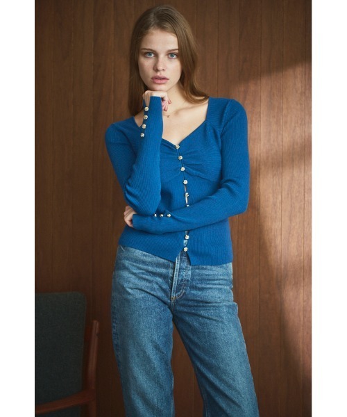 ニット セーター Lydia Knit Top ハートネックリブニットプルオーバー レディース セール】Lydia Knit Top ハートネックリブニットプルオーバー