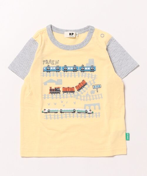 KP BOY(ケーピーボーイ)の「電車刺しゅう半袖Tシャツ(80-130)(Tシャツ/カットソー・キッズ・イエロー/ミント・80cm/90cm/100cm/110cm/120cm/130cm)」の2枚目の写真