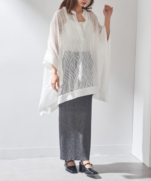 MAISON BREEZE（メゾンブリーズ）の「【MAISON BREEZE】シアージャガードスクエアポンチョ trc（その他トップス・レディース・ブラック/ホワイト・FREE）」の7枚目の写真