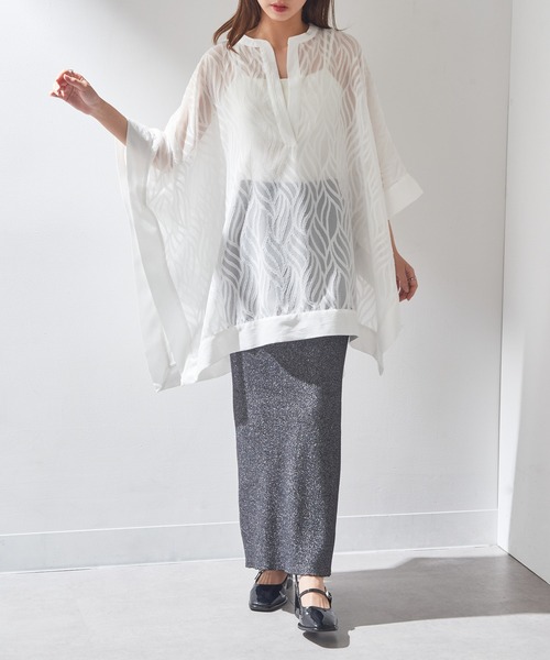 MAISON BREEZE（メゾンブリーズ）の「【MAISON BREEZE】シアージャガードスクエアポンチョ trc（その他トップス・レディース・ブラック/ホワイト・FREE）」の8枚目の写真